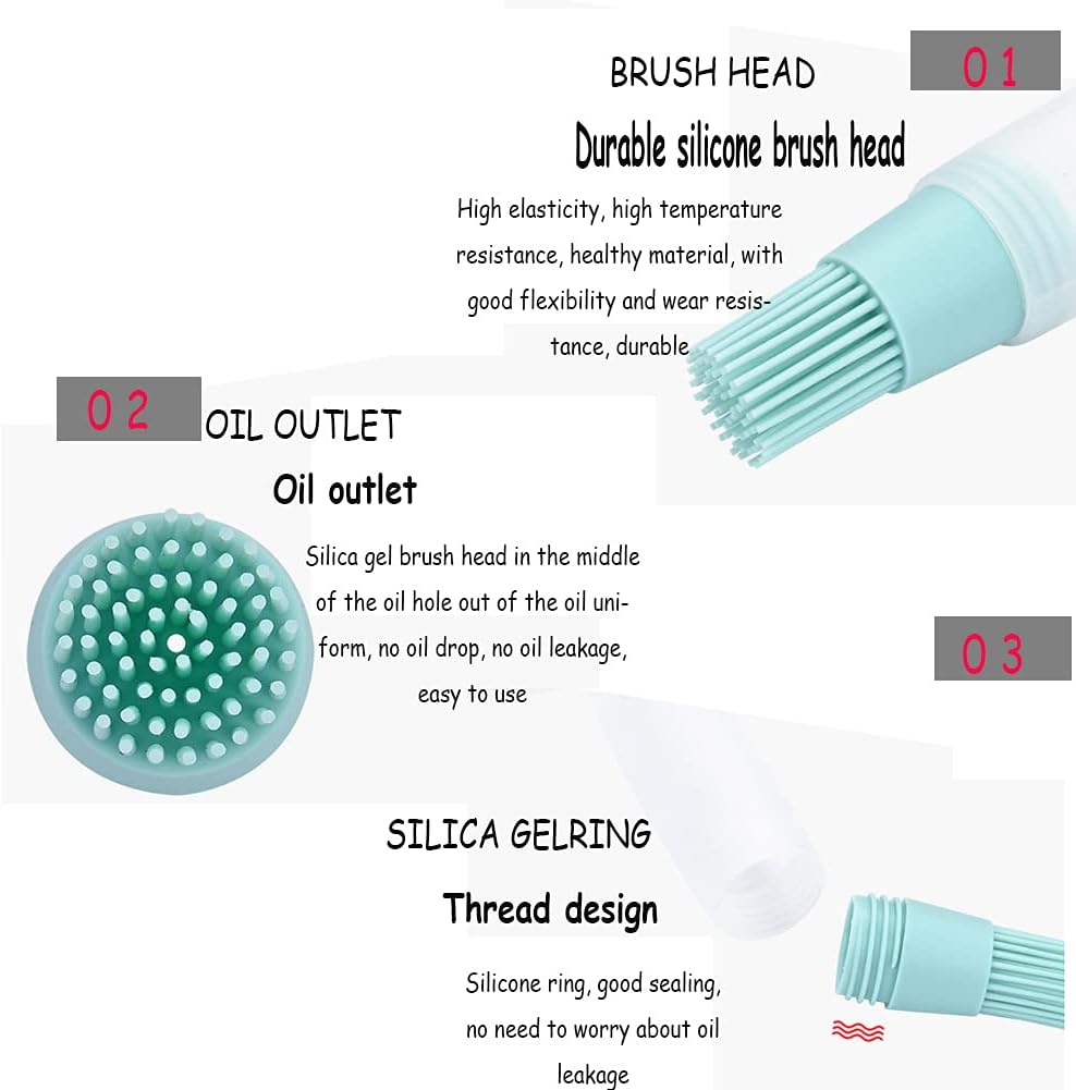 3 Pcs Barbecue Bottle Brush Pastries Applicator Tip Tail Home Pressing Silicone Bottle Kitchen Baking Tool for Cooking and Roasting with Silicone Bottle and Silicone Bottle Brush