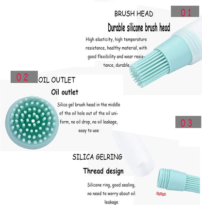 3 Pcs Barbecue Bottle Brush Pastries Applicator Tip Tail Home Pressing Silicone Bottle Kitchen Baking Tool for Cooking and Roasting with Silicone Bottle and Silicone Bottle Brush