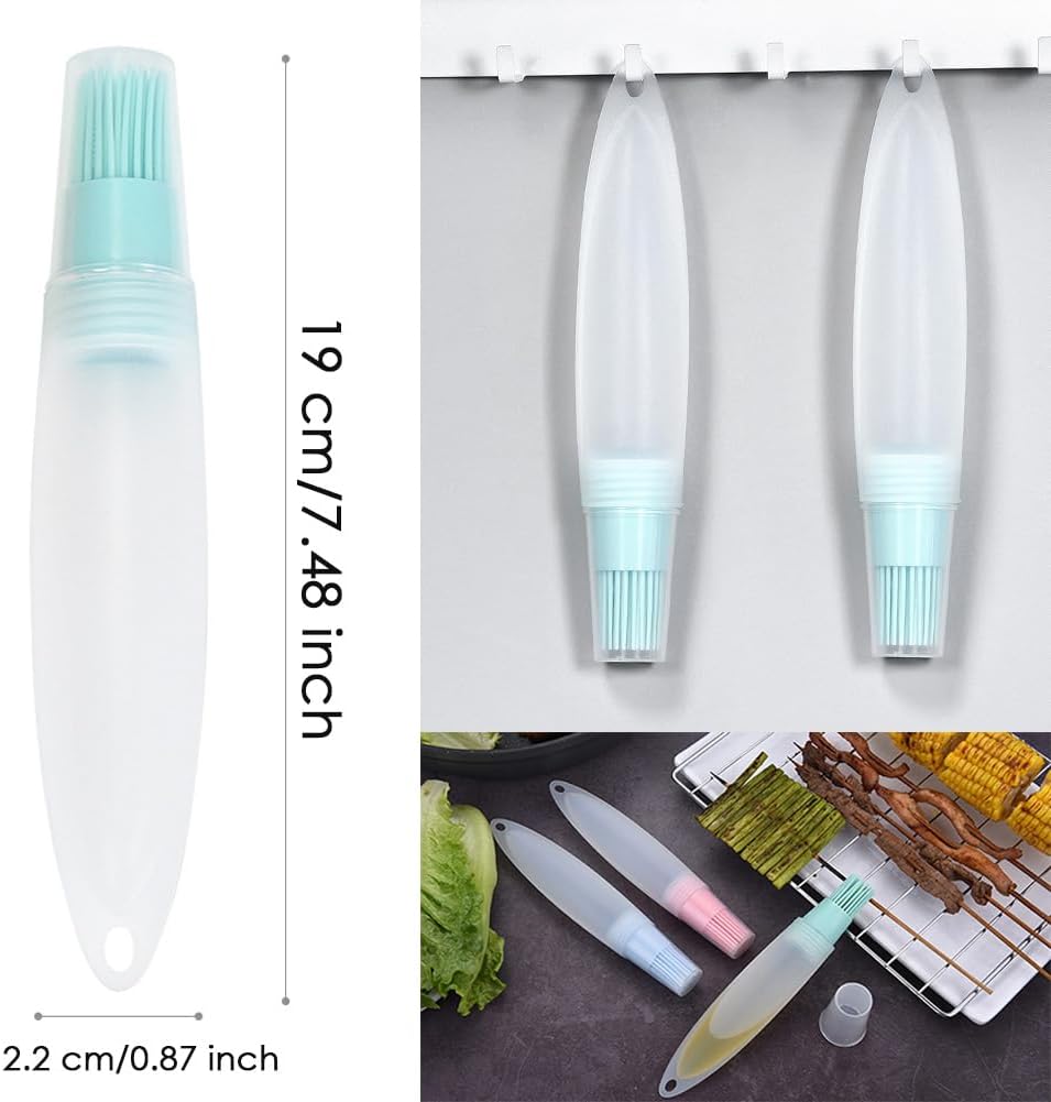 3 Pcs Barbecue Bottle Brush Pastries Applicator Tip Tail Home Pressing Silicone Bottle Kitchen Baking Tool for Cooking and Roasting with Silicone Bottle and Silicone Bottle Brush