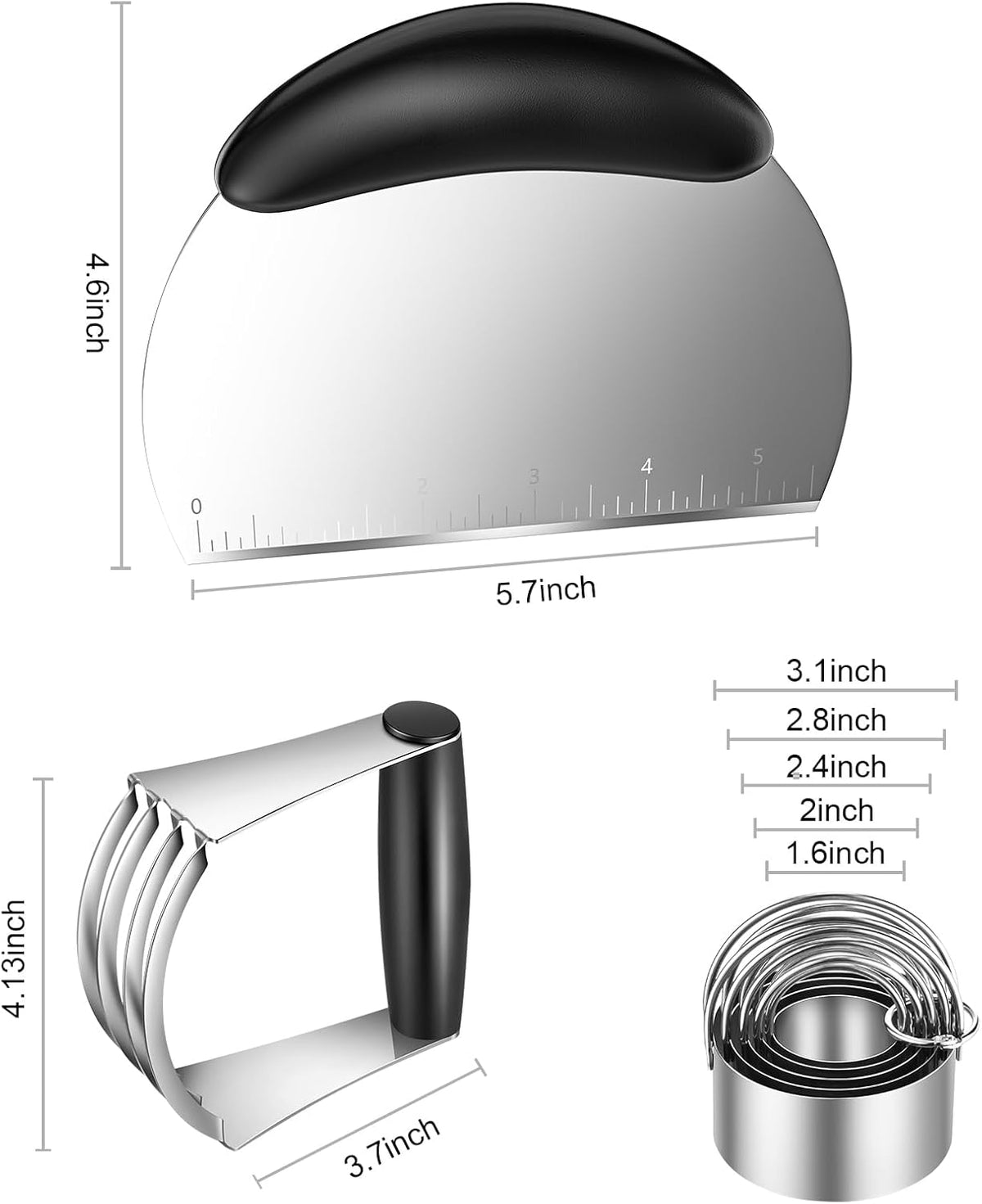 Pastry Cutter, Biscuit Cutter, Dough Scraper, Pastry Blender, Baking Mats