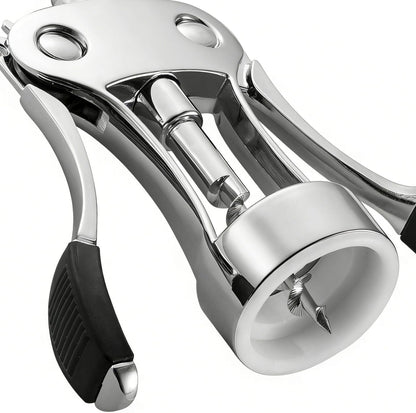 Wine Opener Zinc Alloy Wing Corkscrew, Multifunctional Wine Bottle Opener with Built-In Beer Bottle Opener, Sharp Worm Tip with Ergonomic Non-Slip Wing Handle for Home Bar Restaurant, Silver