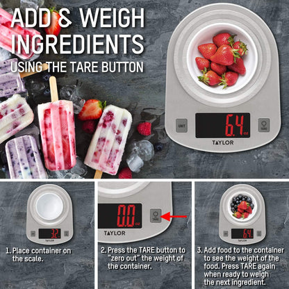 Digital Kitchen Scale, 11 pound capacity, Steel