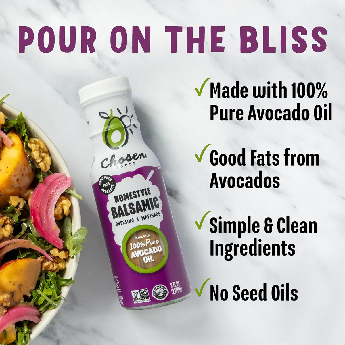 Chosen Foods Homestyle Balsamic Dressing and Marinade 8 oz with Recipe e-Book Bundle