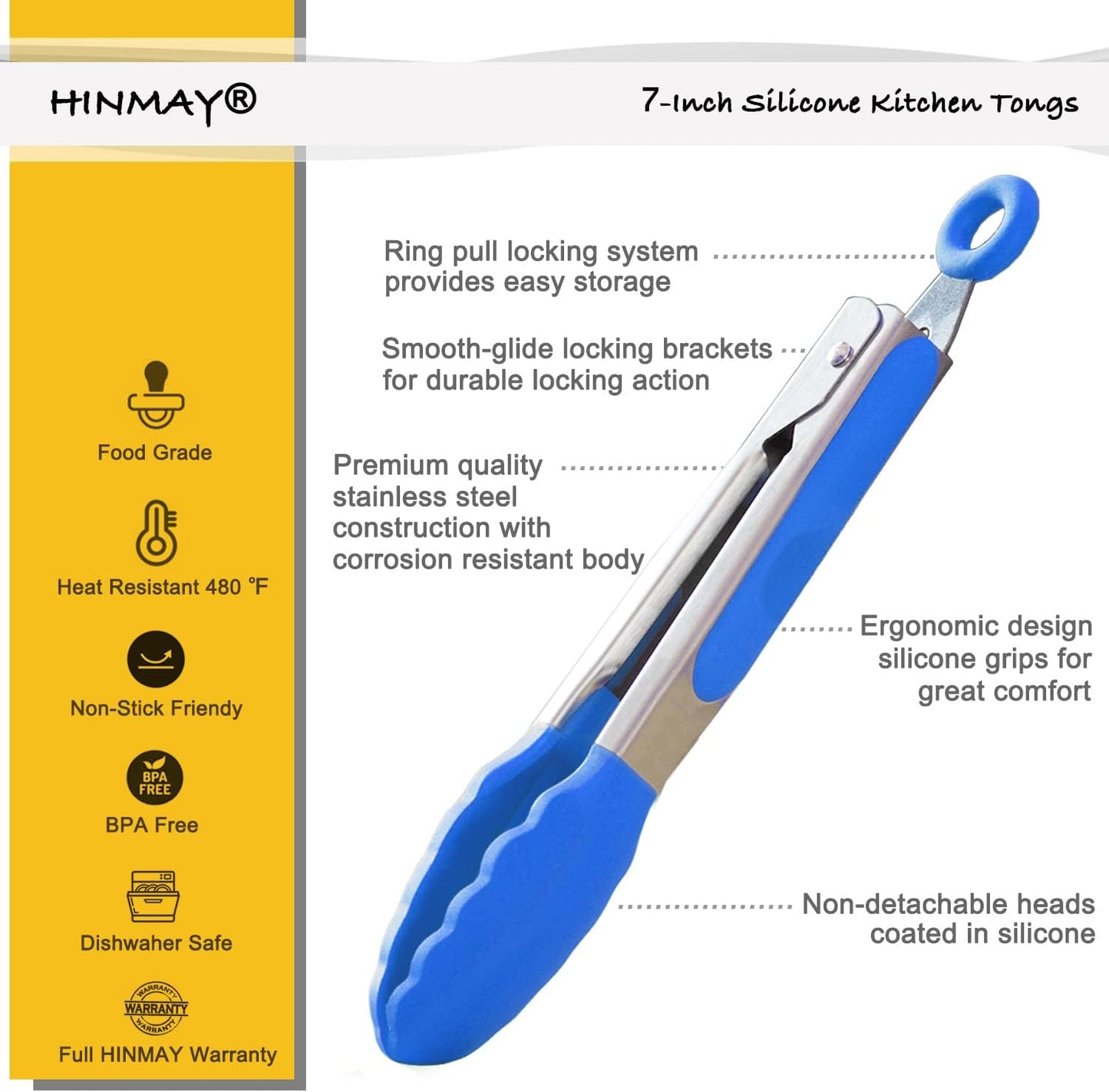 Small Silicone Tongs 7-Inch Mini Serving Tongs, Set of 3 (Black Gray White) | Black Gray White