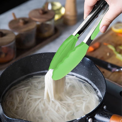 Small Silicone Tongs 7-Inch Mini Serving Tongs, Set of 3 (Black Gray White) | Black Gray White