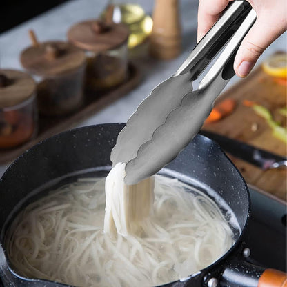 Small Silicone Tongs 7-Inch Mini Serving Tongs, Set of 3 (Black Gray White) | Black Gray White