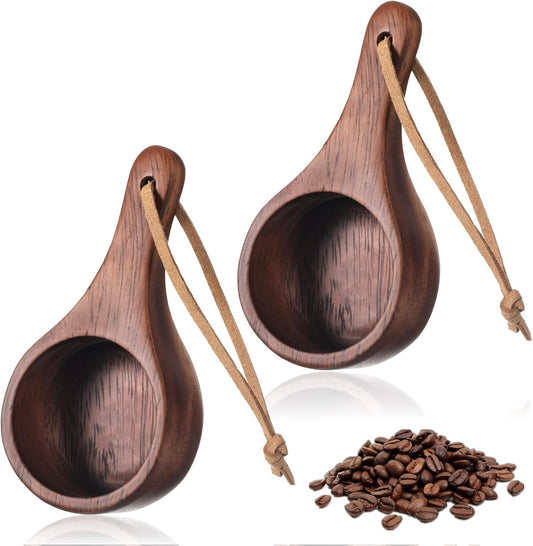 2 Pcs Coffee Scoop Short Handle Wooden Scoops for Canisters 30ml Wooden Measuring Spoons Tablespoon Ground Coffee Measure Scoop for Jars Kitchen Tools Utensils Mixing Stirrer Coffee-Beans, Tea, Sugar