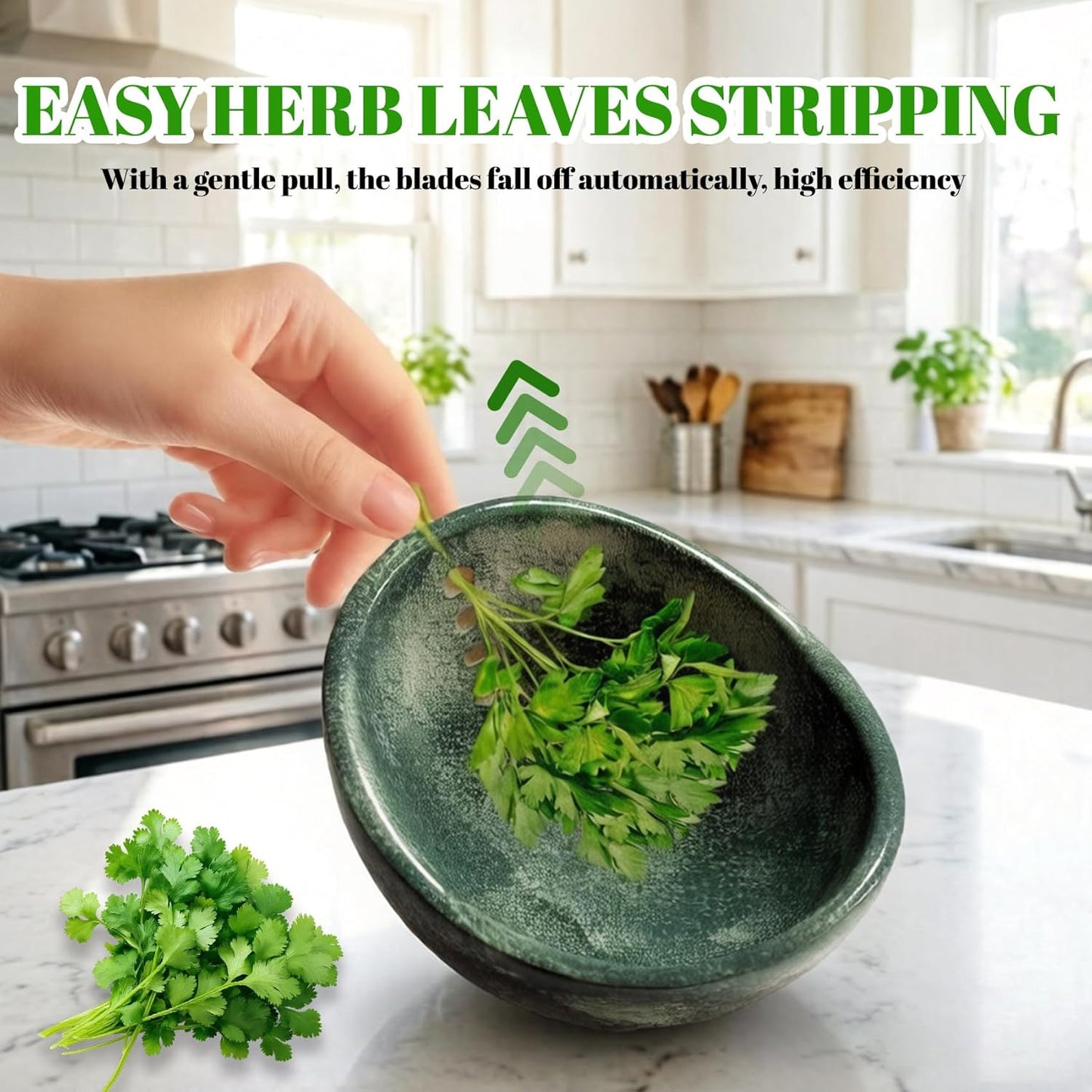 Herb Stripper, 4-Hole Design Pottery Herb Stripper | Handmade Ceramic Herb Stripper Bowl for Removing Leaves and Stems in the Kitchen (Blue Glaze)