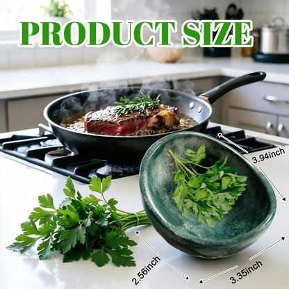 Herb Stripper, 4-Hole Design Pottery Herb Stripper | Handmade Ceramic Herb Stripper Bowl for Removing Leaves and Stems in the Kitchen (Blue Glaze)