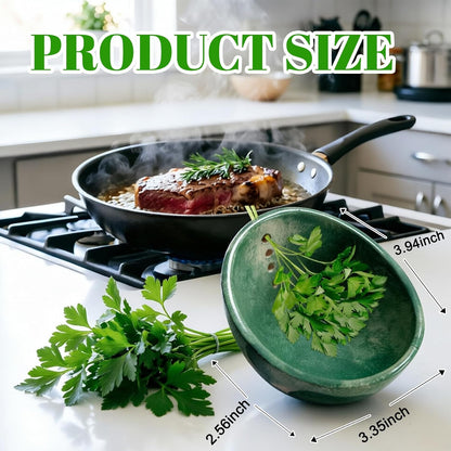 Herb Stripper, 4-Hole Design Pottery Herb Stripper | Handmade Ceramic Herb Stripper Bowl for Removing Leaves and Stems in the Kitchen (Blue Glaze)