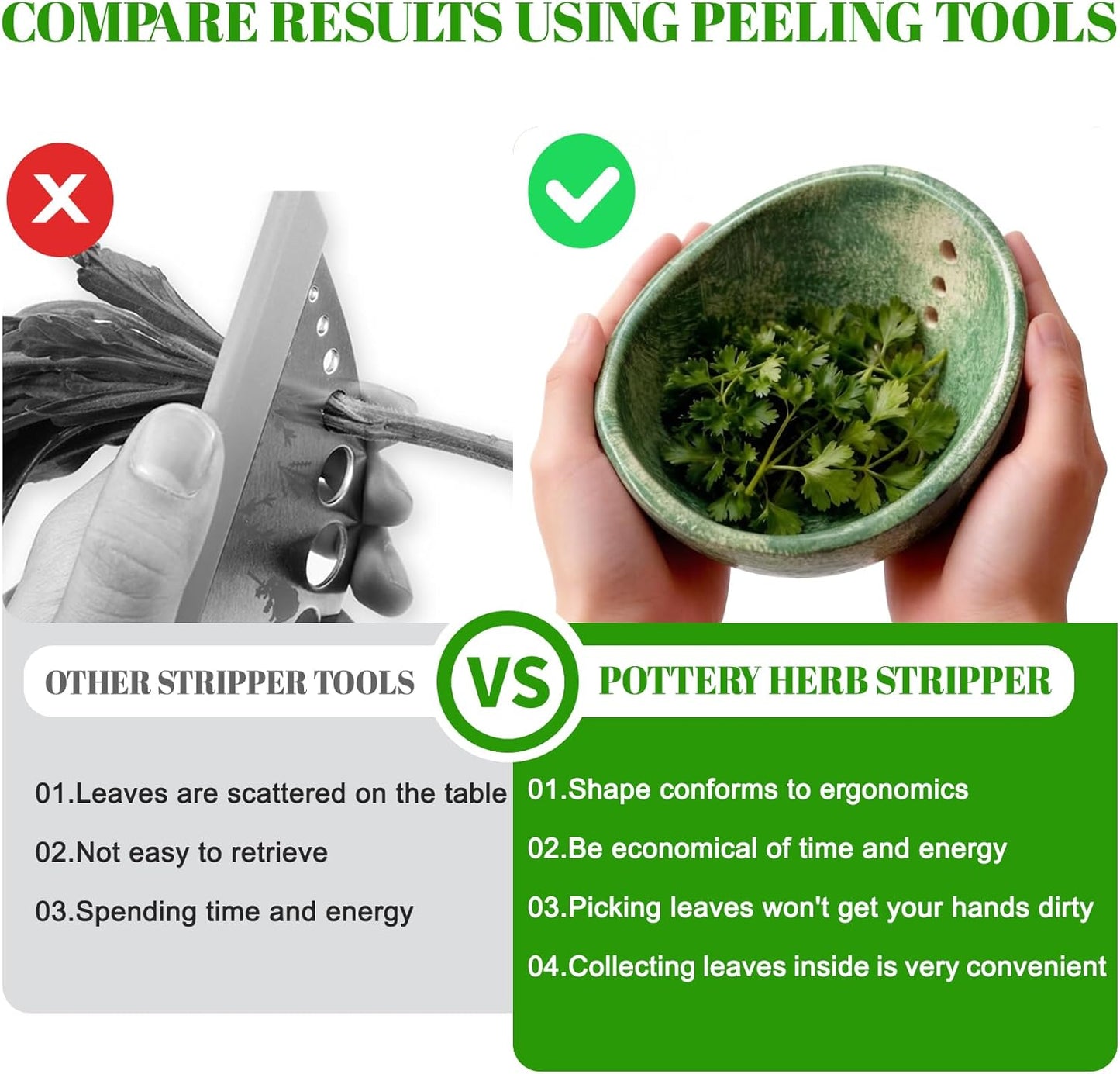 Herb Stripper, 4-Hole Design Pottery Herb Stripper | Handmade Ceramic Herb Stripper Bowl for Removing Leaves and Stems in the Kitchen (Blue Glaze)