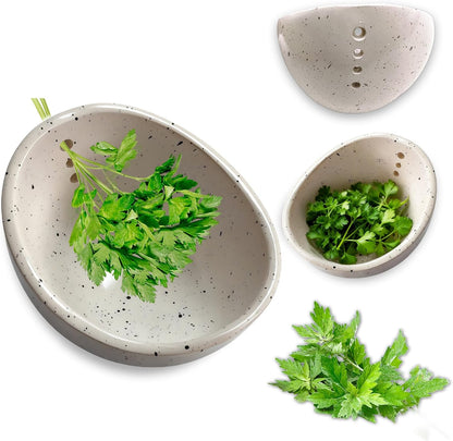 Herb Stripper, 4-Hole Design Pottery Herb Stripper | Handmade Ceramic Herb Stripper Bowl for Removing Leaves and Stems in the Kitchen (Blue Glaze)