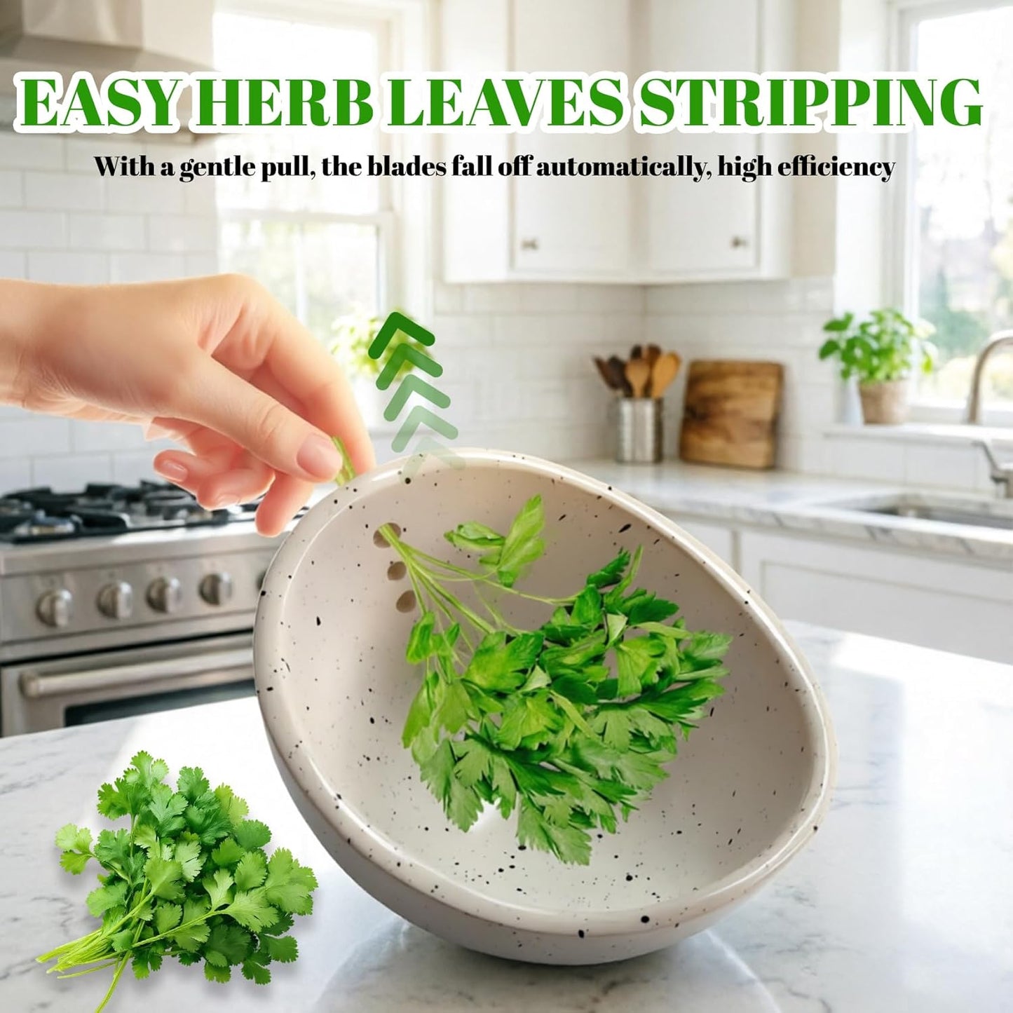 Herb Stripper, 4-Hole Design Pottery Herb Stripper | Handmade Ceramic Herb Stripper Bowl for Removing Leaves and Stems in the Kitchen (Blue Glaze)