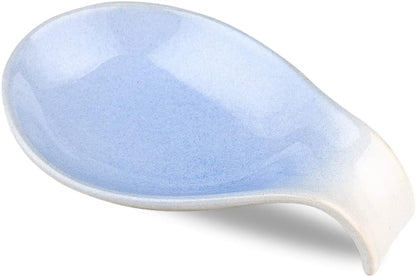 Ceramic Spoon Rest for Stove Top/Kitchen Counter, Blue & White | Keep counter clean & oil-free,Heat-resistant ceramic,Catch soup drips,easy to clean,Dishwasher safe,Decorative kitchen decor