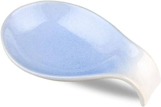 Ceramic Spoon Rest for Stove Top/Kitchen Counter, Blue & White | Keep counter clean & oil-free,Heat-resistant ceramic,Catch soup drips,easy to clean,Dishwasher safe,Decorative kitchen decor