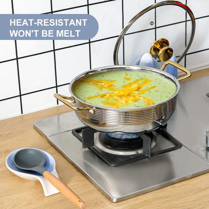Ceramic Spoon Rest for Stove Top/Kitchen Counter, Blue & White | Keep counter clean & oil-free,Heat-resistant ceramic,Catch soup drips,easy to clean,Dishwasher safe,Decorative kitchen decor