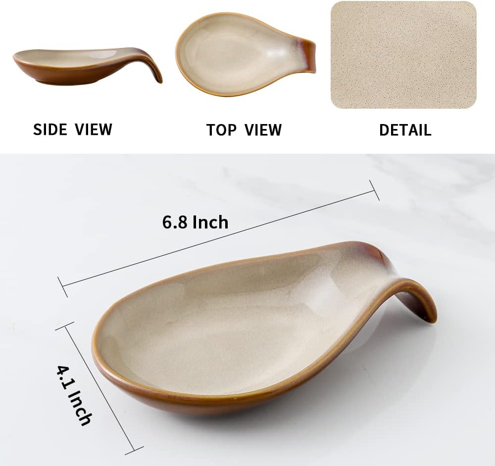 Ceramic Spoon Rest for Stove Top/Kitchen Counter, Blue & White | Keep counter clean & oil-free,Heat-resistant ceramic,Catch soup drips,easy to clean,Dishwasher safe,Decorative kitchen decor