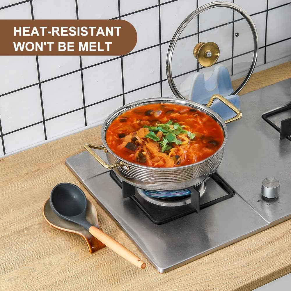 Ceramic Spoon Rest for Stove Top/Kitchen Counter, Blue & White | Keep counter clean & oil-free,Heat-resistant ceramic,Catch soup drips,easy to clean,Dishwasher safe,Decorative kitchen decor
