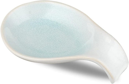 Ceramic Spoon Rest for Stove Top/Kitchen Counter, Blue & White | Keep counter clean & oil-free,Heat-resistant ceramic,Catch soup drips,easy to clean,Dishwasher safe,Decorative kitchen decor