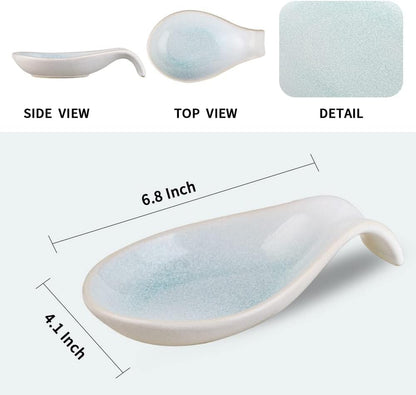 Ceramic Spoon Rest for Stove Top/Kitchen Counter, Blue & White | Keep counter clean & oil-free,Heat-resistant ceramic,Catch soup drips,easy to clean,Dishwasher safe,Decorative kitchen decor