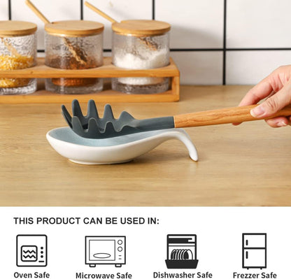 Ceramic Spoon Rest for Stove Top/Kitchen Counter, Blue & White | Keep counter clean & oil-free,Heat-resistant ceramic,Catch soup drips,easy to clean,Dishwasher safe,Decorative kitchen decor