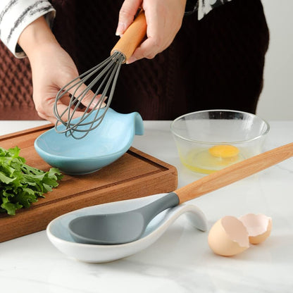 Ceramic Spoon Rest for Stove Top/Kitchen Counter, Blue & White | Keep counter clean & oil-free,Heat-resistant ceramic,Catch soup drips,easy to clean,Dishwasher safe,Decorative kitchen decor