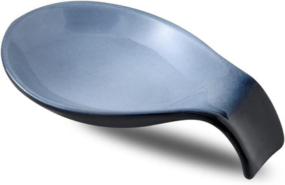 Ceramic Spoon Rest for Stove Top/Kitchen Counter, Blue & White | Keep counter clean & oil-free,Heat-resistant ceramic,Catch soup drips,easy to clean,Dishwasher safe,Decorative kitchen decor