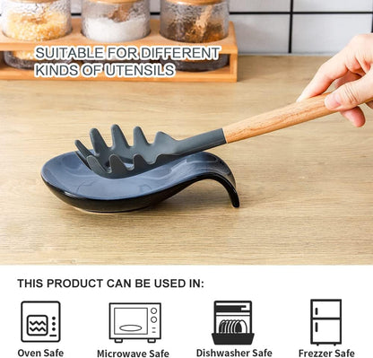 Ceramic Spoon Rest for Stove Top/Kitchen Counter, Blue & White | Keep counter clean & oil-free,Heat-resistant ceramic,Catch soup drips,easy to clean,Dishwasher safe,Decorative kitchen decor