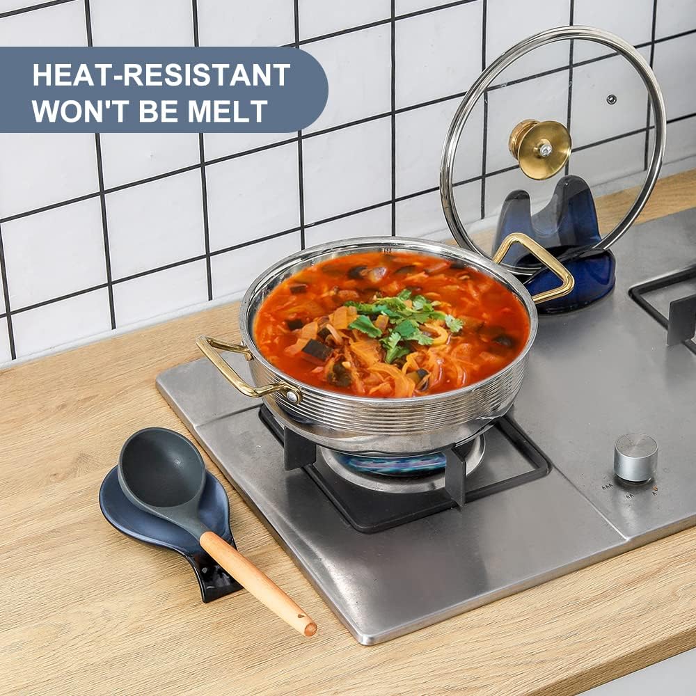 Ceramic Spoon Rest for Stove Top/Kitchen Counter, Blue & White | Keep counter clean & oil-free,Heat-resistant ceramic,Catch soup drips,easy to clean,Dishwasher safe,Decorative kitchen decor