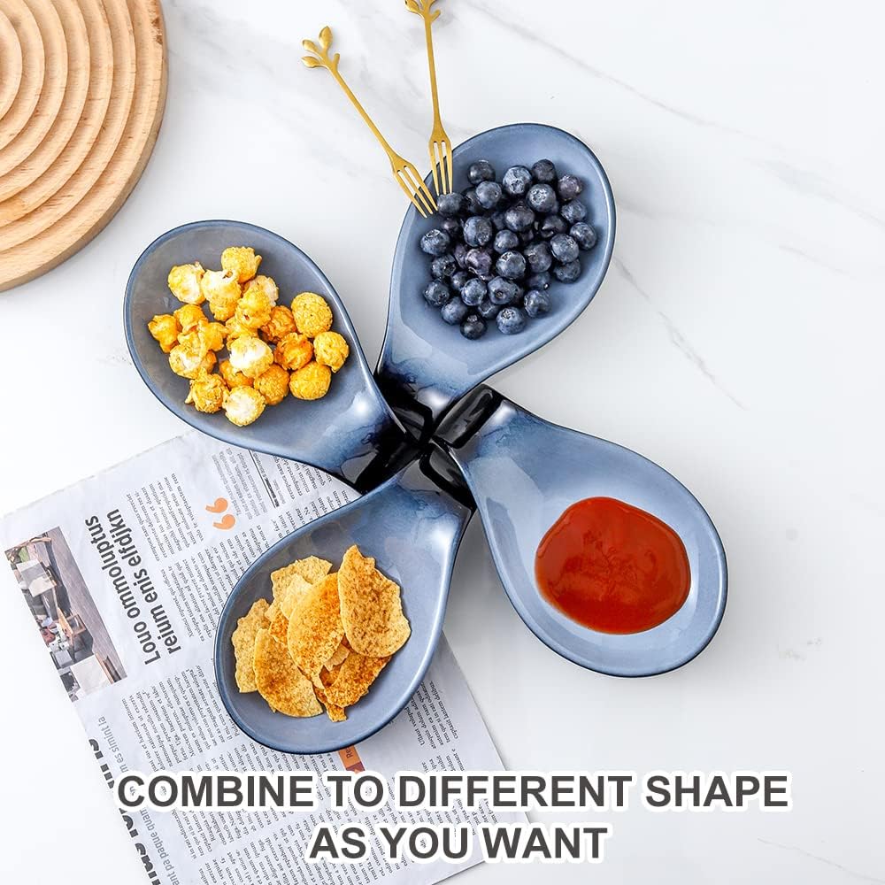 Ceramic Spoon Rest for Stove Top/Kitchen Counter, Blue & White | Keep counter clean & oil-free,Heat-resistant ceramic,Catch soup drips,easy to clean,Dishwasher safe,Decorative kitchen decor