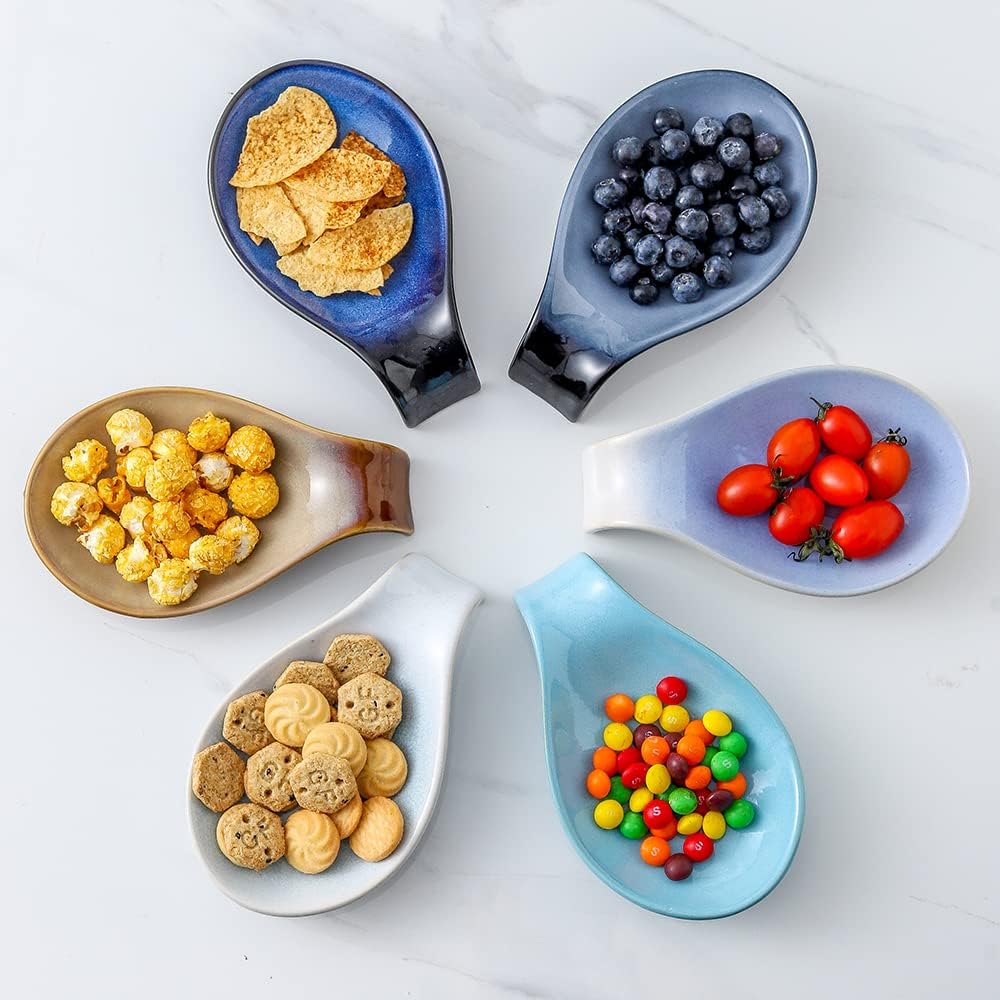 Ceramic Spoon Rest for Stove Top/Kitchen Counter, Blue & White | Keep counter clean & oil-free,Heat-resistant ceramic,Catch soup drips,easy to clean,Dishwasher safe,Decorative kitchen decor