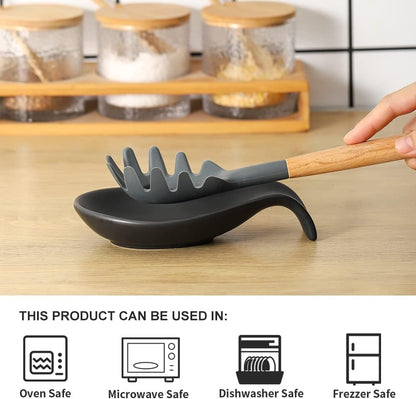 Ceramic Spoon Rest for Stove Top/Kitchen Counter, Blue & White | Keep counter clean & oil-free,Heat-resistant ceramic,Catch soup drips,easy to clean,Dishwasher safe,Decorative kitchen decor