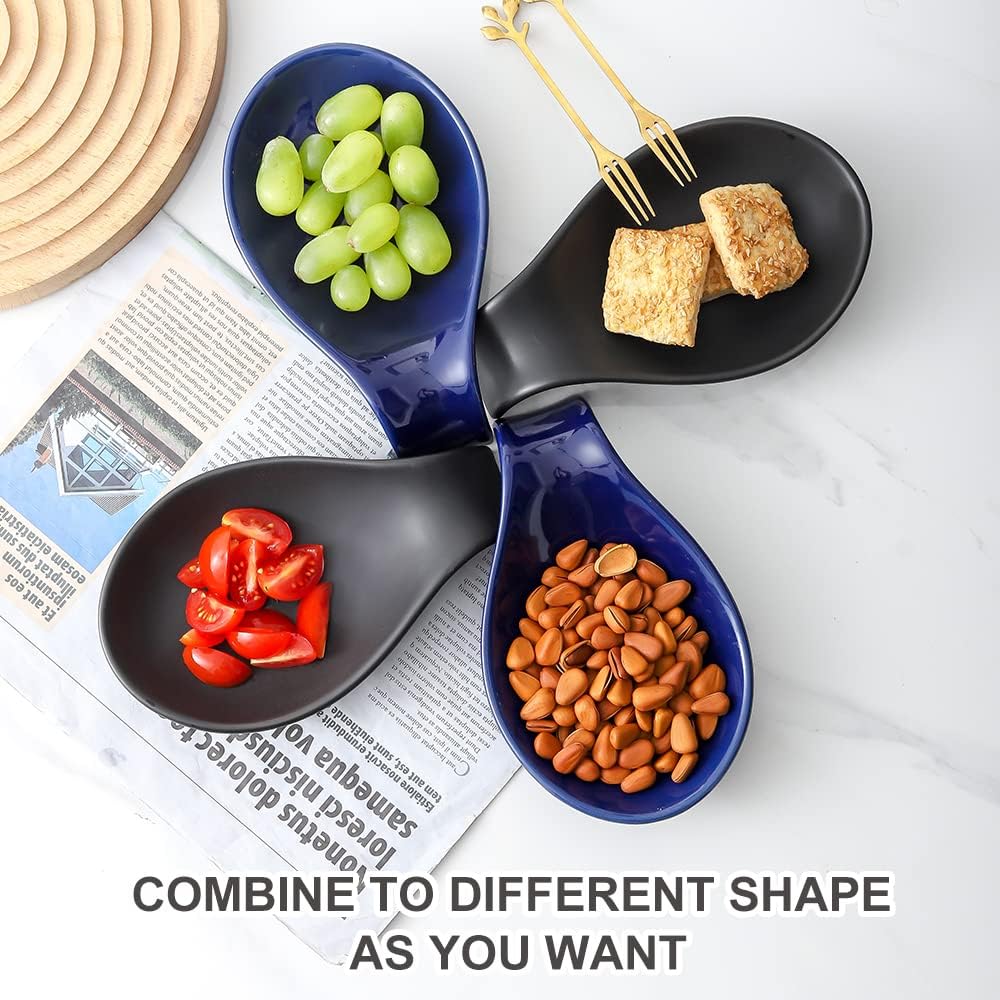 Ceramic Spoon Rest for Stove Top/Kitchen Counter, Blue & White | Keep counter clean & oil-free,Heat-resistant ceramic,Catch soup drips,easy to clean,Dishwasher safe,Decorative kitchen decor
