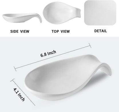 Ceramic Spoon Rest for Stove Top/Kitchen Counter, Blue & White | Keep counter clean & oil-free,Heat-resistant ceramic,Catch soup drips,easy to clean,Dishwasher safe,Decorative kitchen decor