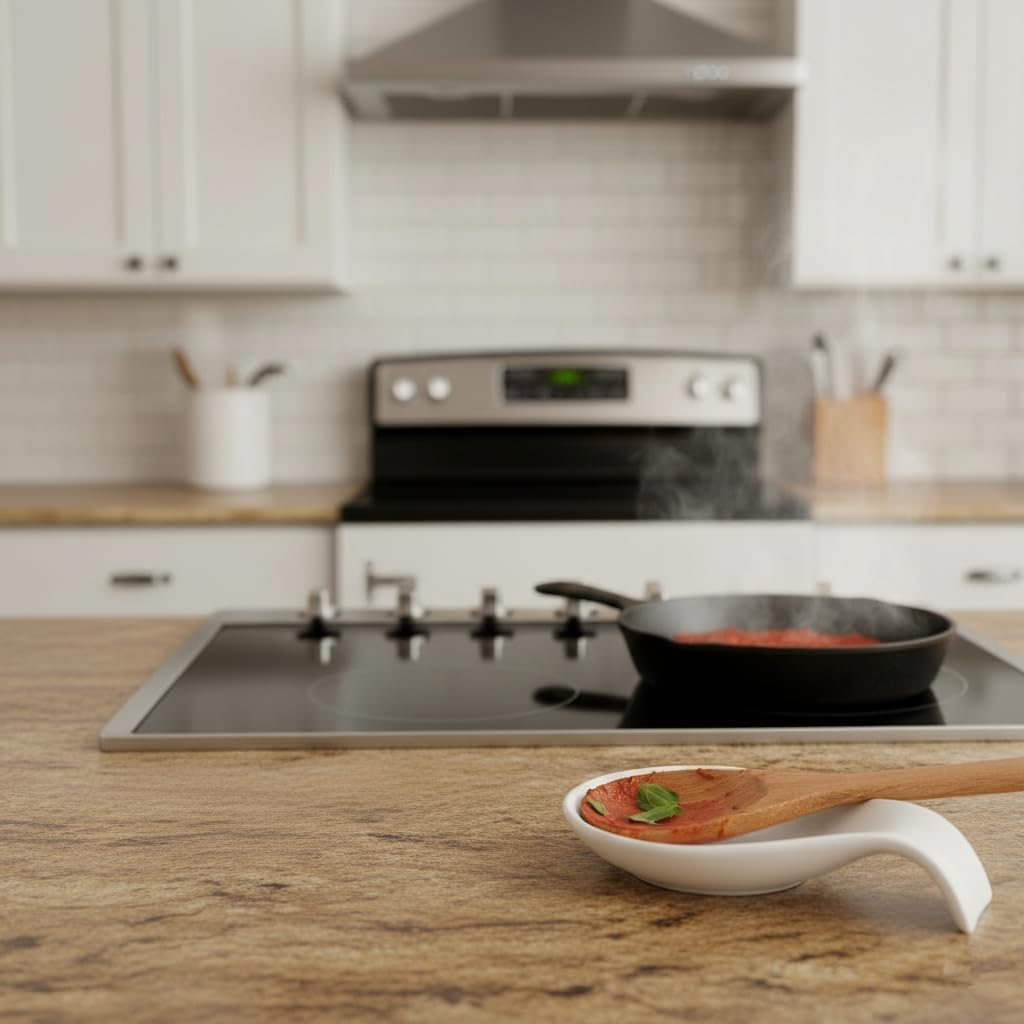 Ceramic Spoon Rest for Stove Top/Kitchen Counter, Blue & White | Keep counter clean & oil-free,Heat-resistant ceramic,Catch soup drips,easy to clean,Dishwasher safe,Decorative kitchen decor