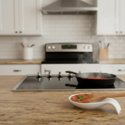 Ceramic Spoon Rest for Stove Top/Kitchen Counter, Blue & White | Keep counter clean & oil-free,Heat-resistant ceramic,Catch soup drips,easy to clean,Dishwasher safe,Decorative kitchen decor