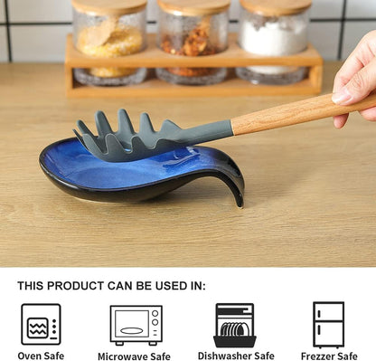 Ceramic Spoon Rest for Stove Top/Kitchen Counter, Blue & White | Keep counter clean & oil-free,Heat-resistant ceramic,Catch soup drips,easy to clean,Dishwasher safe,Decorative kitchen decor