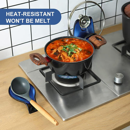 Ceramic Spoon Rest for Stove Top/Kitchen Counter, Blue & White | Keep counter clean & oil-free,Heat-resistant ceramic,Catch soup drips,easy to clean,Dishwasher safe,Decorative kitchen decor