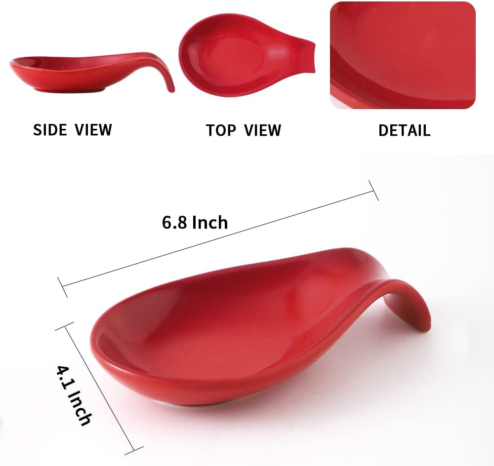 Ceramic Spoon Rest for Stove Top/Kitchen Counter, Blue & White | Keep counter clean & oil-free,Heat-resistant ceramic,Catch soup drips,easy to clean,Dishwasher safe,Decorative kitchen decor