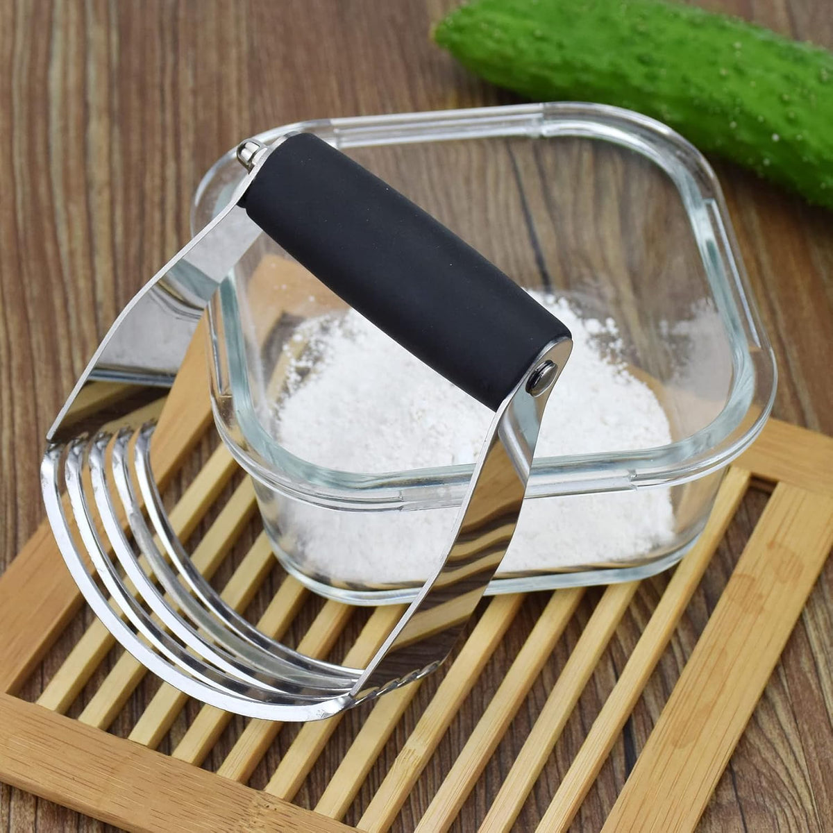 Dough Blender Heavy Duty Pastry Cutter Stainless Steel Butter Cutter Professional Baking Tool For Mixing Flour Butter (Blue)