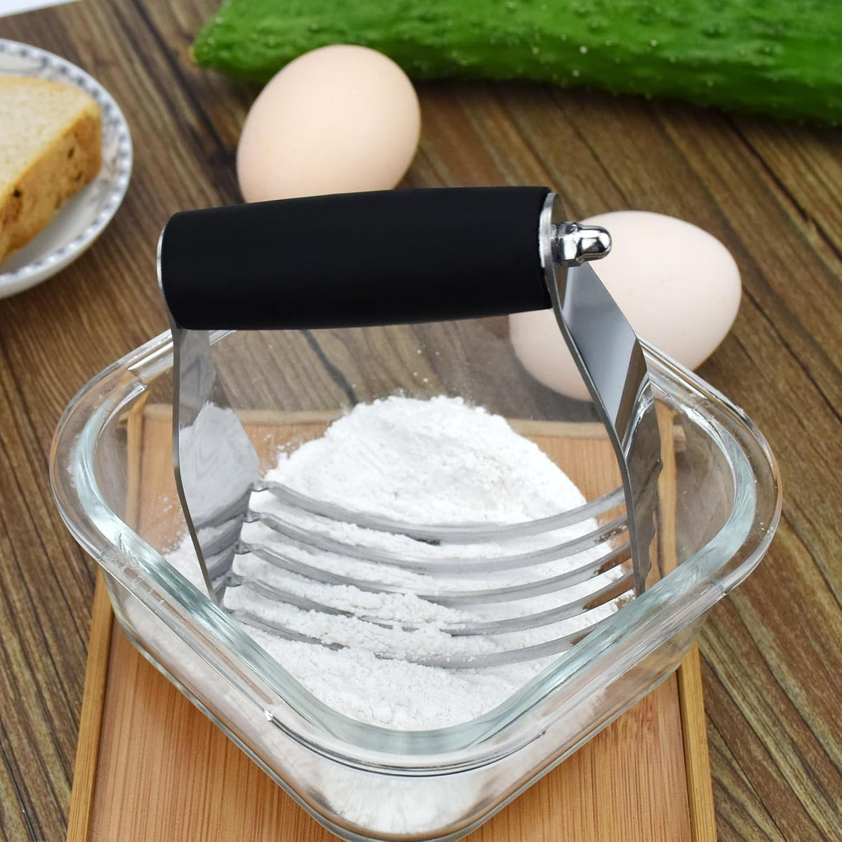 Dough Blender Heavy Duty Pastry Cutter Stainless Steel Butter Cutter Professional Baking Tool For Mixing Flour Butter (Blue)