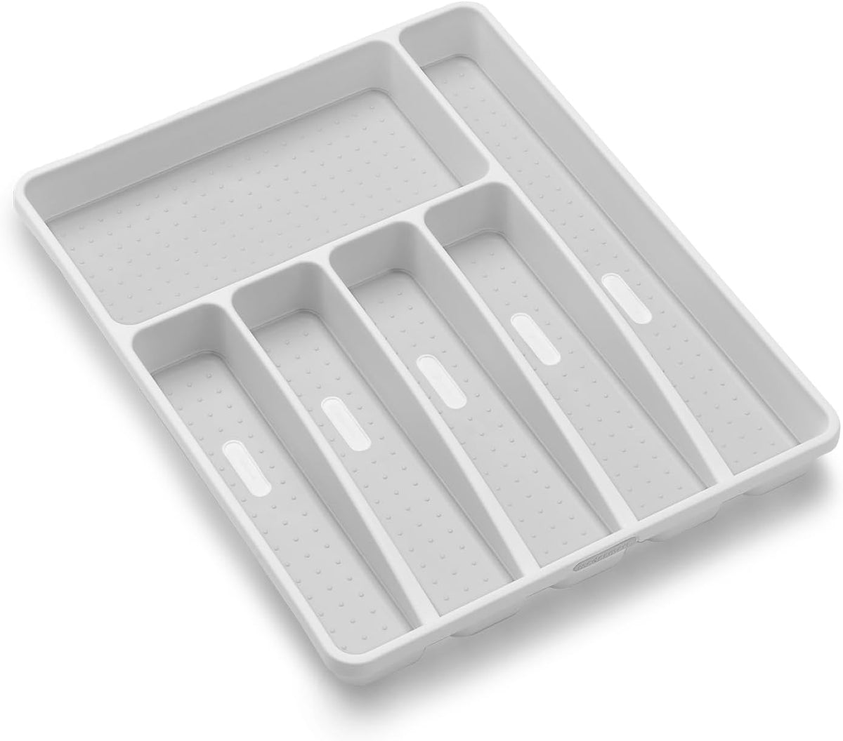 Classic Large Silverware Tray - White |CLASSIC COLLECTION | 6-Compartments| Kitchen Drawer Organizer | Soft-Grip Lining and Non-Slip Rubber Feet | BPA-Free