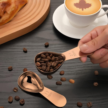 2Pcs Stainless Steel Coffee Scoop,1TBSP&2TBSP(15ML&30ML) Tablespoon Measuring spoon,Gold