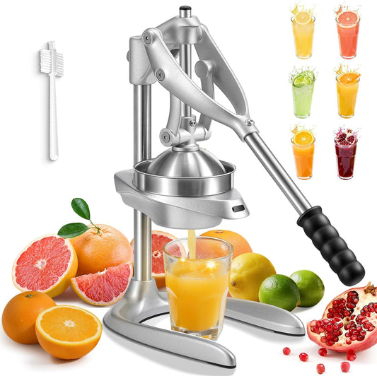 Manual Juicer, Effortless Stainless Steel Juicer Press Heavy Duty Citrus Squeezer for Orange Lemon Grapefruit Pomegranate, Easy to Clean