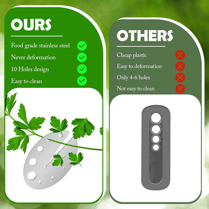 2 Pack Herb Stripper Tool 10 Holes Stainless Steel Herbs Leaf Stripping Tool for Kale Collard Greens Thyme Basil Rosemary Stripper Chard Leafy Vegetables