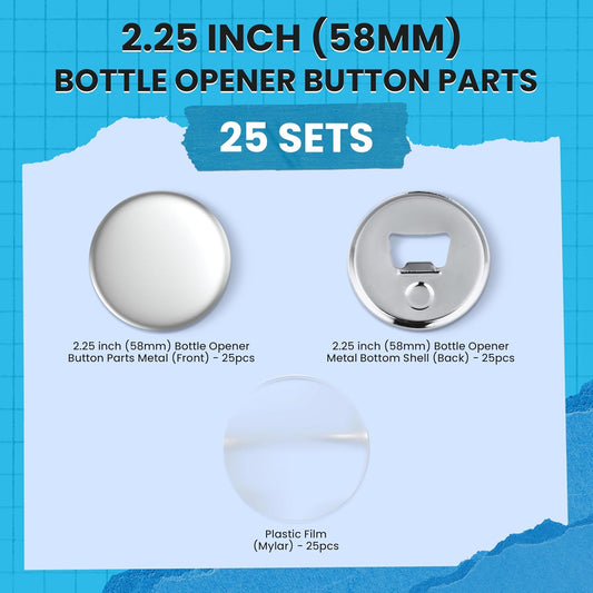 25 Sets of Bottle Opener Buttons 2.25 inch (58mm) - Button Maker Supplies for Button Maker Machine