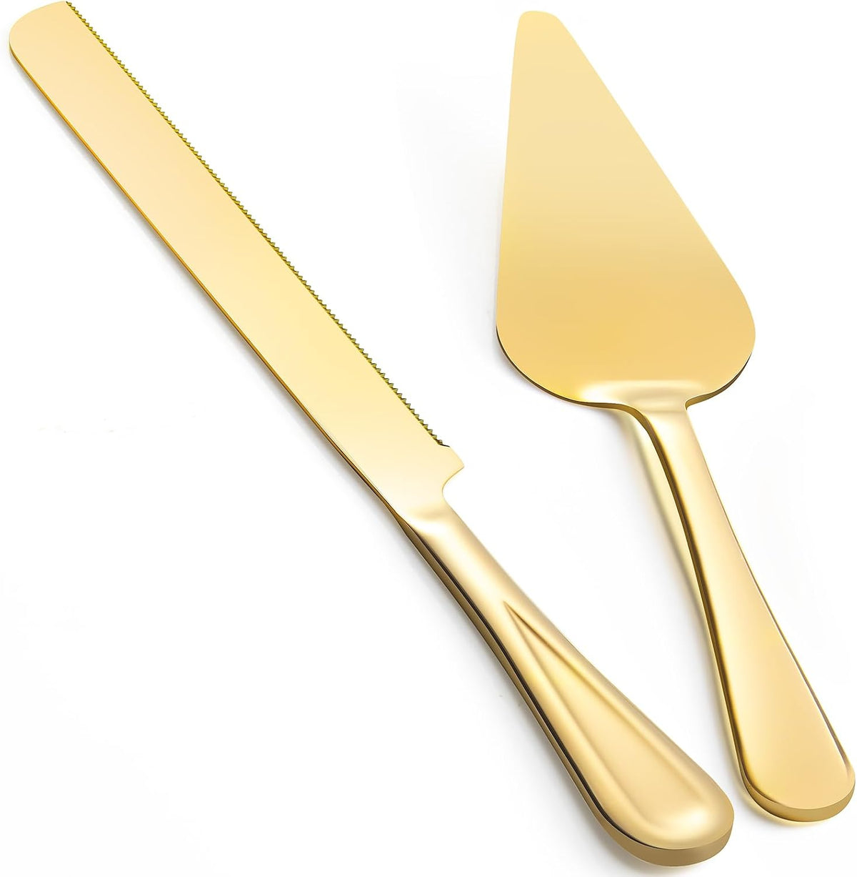13-Inch Premium Cake Cutting Set for wedding，Exquisite Cake Knife and Server Set with Serrated Design, Ideal for Pastries, Pies, and Desserts (Gold)