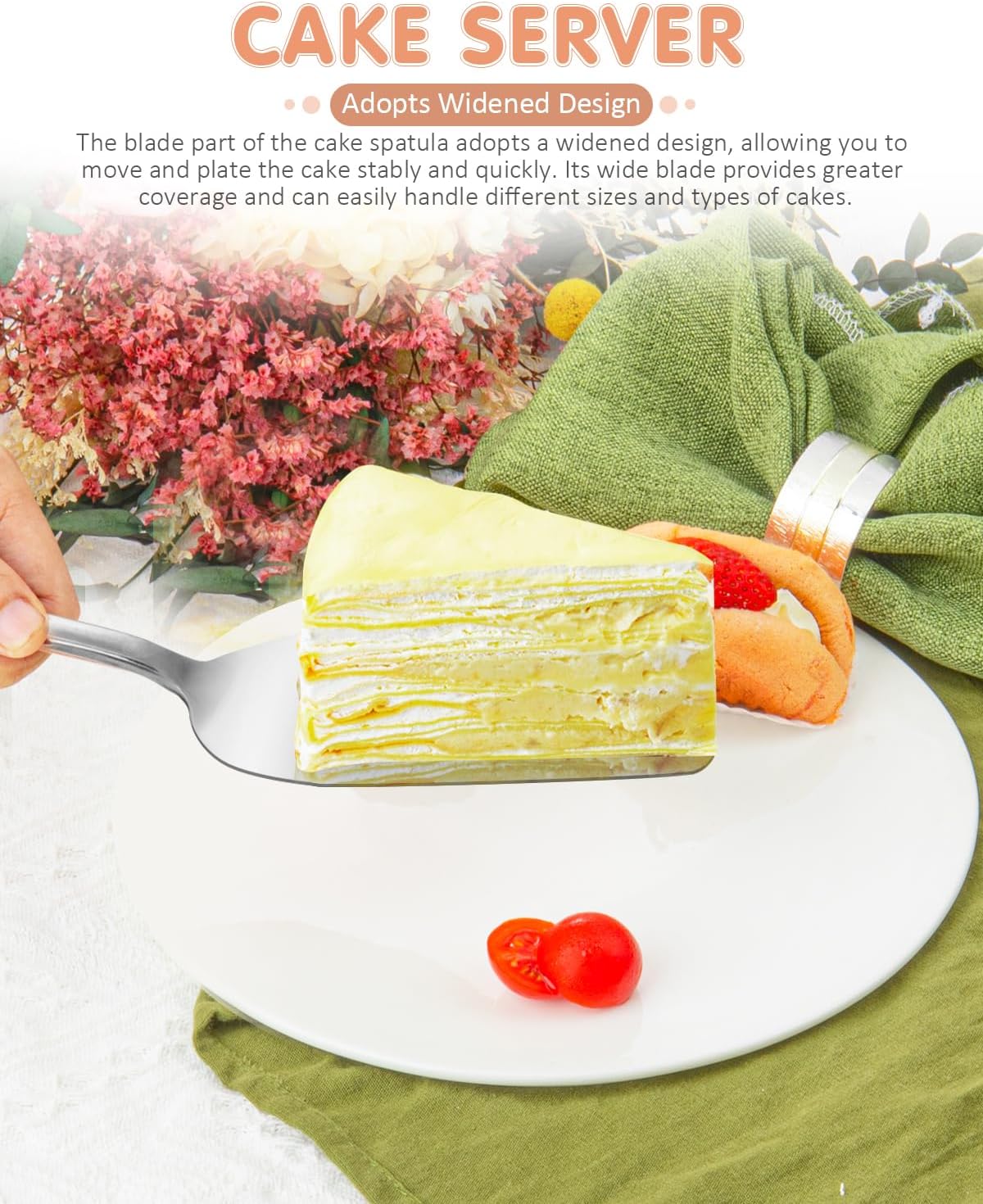13-Inch Premium Cake Cutting Set for wedding，Exquisite Cake Knife and Server Set with Serrated Design, Ideal for Pastries, Pies, and Desserts (Gold)