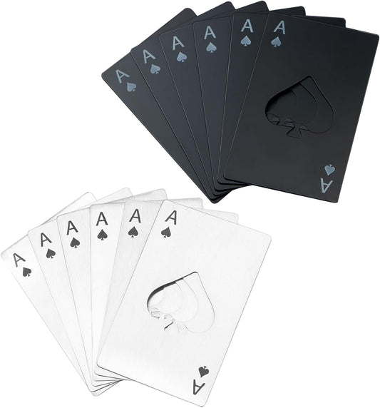 Ace of Spades Bottle Openers, 12Pcs Poker Card Bottle Openers,Credit Card Size Stainless Steel Bottle Opener Card, Beer Bottle Opener for Wallet Pocket Wedding Party Good Gift - Silver/Black