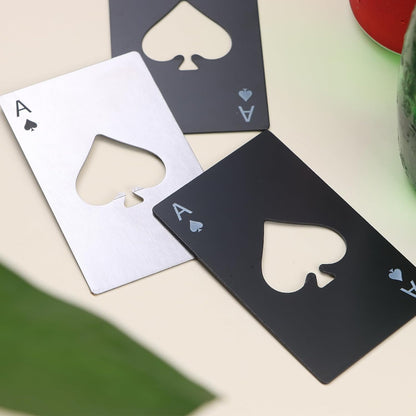 Ace of Spades Bottle Openers, 12Pcs Poker Card Bottle Openers,Credit Card Size Stainless Steel Bottle Opener Card, Beer Bottle Opener for Wallet Pocket Wedding Party Good Gift - Silver/Black